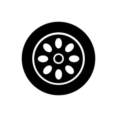 Car wheel icon vector. Wheel illustration sign. Tire service symbol or logo.