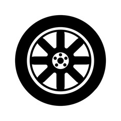 Fototapeta premium Car wheel icon vector. Wheel illustration sign. Tire service symbol or logo.
