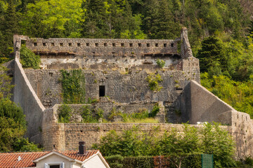 Fototapeta na wymiar Ruins of St Cross Fortress, Perast, Montenegro