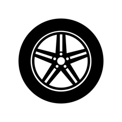 Fototapeta premium Car wheel icon vector. Wheel illustration sign. Tire service symbol or logo.