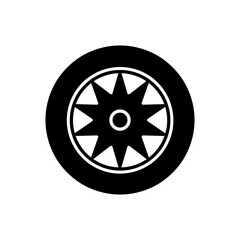 Fototapeta premium Car wheel icon vector. Wheel illustration sign. Tire service symbol or logo.