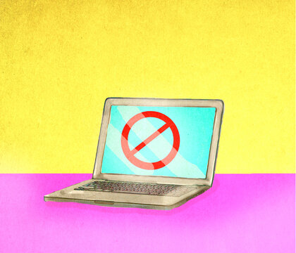 Illustration of laptop displaying error message