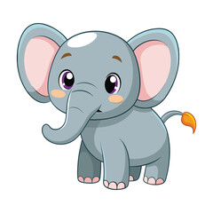 Vector of cartoon elephant illustration on white