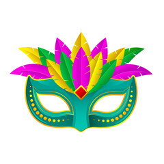 Colorful carnival party mask with transparent background
