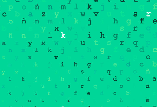 Light green vector cover with english symbols.