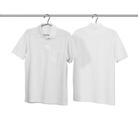 Polo shirt mockup template with pocket, PNG transparency with shadow