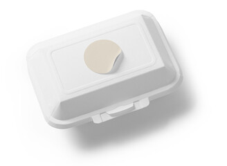 Takeaway food container box mockup, PNG transparency with shadow