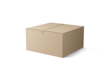 Delivery cardboard box mockup, PNG transparency with shadow