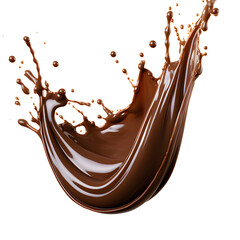 Chocolate Splashing Liquid Droplets on white and transparent background