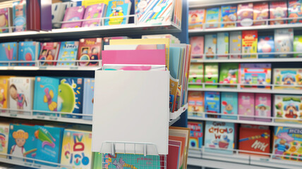 Shelves with Children's Books in a Bookstore Mock Up. Suitable for book sale project.