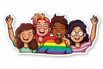 LGBTQ Sticker lgbt pride sticker design. Rainbow poignant motive sunshine sticker diversity Flag illustration. Colored lgbt parade lgbtq+ travel services. Gender speech credible