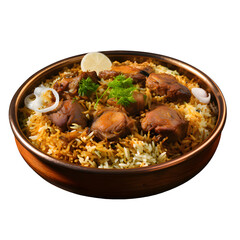 Fototapeta premium Biriyani, Basmoti rice biriyani, mutton biriyani, isolated on white transparent background.