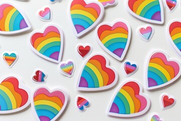LGBTQ Sticker fond design. Rainbow pride love journey motive cogitative diversity Flag illustration. Colored lgbt parade pride procession. Gender speech collaborative leadership