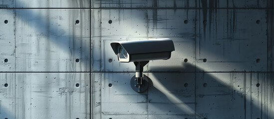 Security Camera Mounted on Concrete Wall