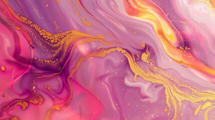 abstract pink and purple marble background with golden swirls for luxurious design elements