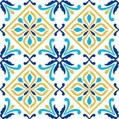 Tile seamless pattern design. With colourful motifs background.