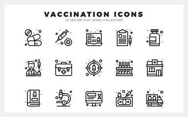 15 Vaccination Lineal icon pack. vector illustration.