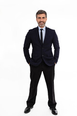 Full length portrait of businessman on white background