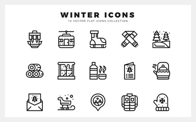 15 Winter Lineal icon pack. vector illustration.