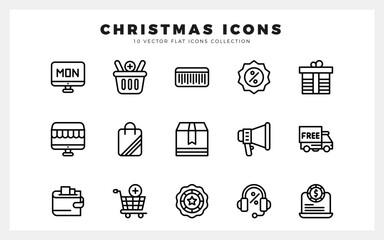 15 Cyber Monday Lineal icon pack. vector illustration.