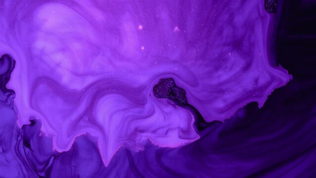 Organic Purple Abstract Art Fluid Effect With Particles Expanding. microcosmic Concept 