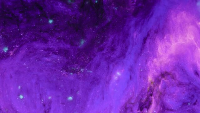 Organic Purple Abstract Art Fluid Effect With Particles Expanding. microcosmic swirling Concept 
