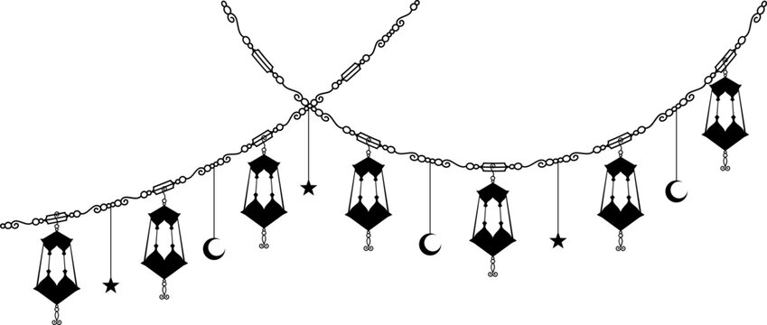 Hanging Islamic lantern illustration