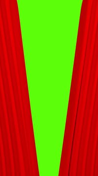 rideau de th&eacute;&acirc;tre rouge qui s'ouvre, format vertical, fond vert