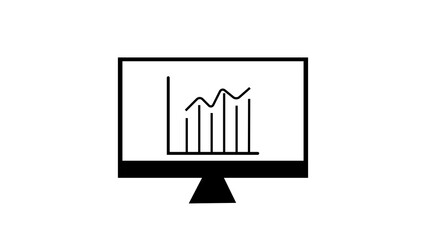 Computer monitor displaying a simple line graph icon on a white background.