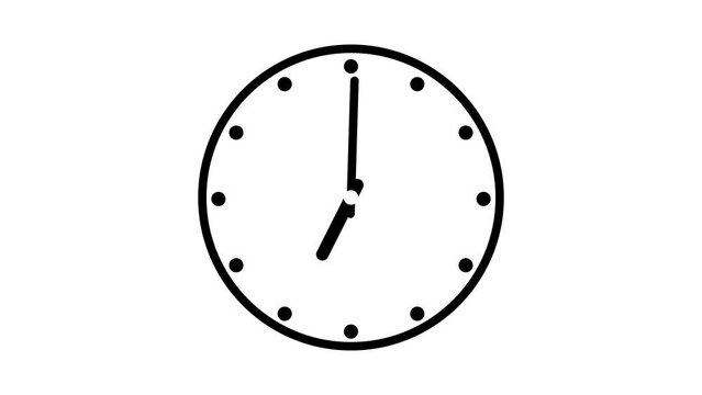 Animated black clock on a white background.
