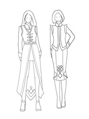 illustration of a woman in a asian dress