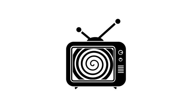 tv Brainwash and tv propaganda, black isolated silhouette