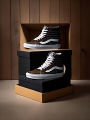 Black and White Sneakers in a Box