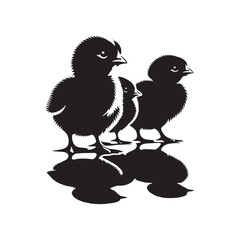 Adorable Black Vector Baby Chicks Silhouette: Perfect for Easter Crafts, Designs, Cards, and Decorative Projects. Baby Chicks Vector Silhouette.