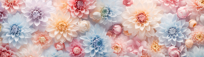 banner abstract spring background floral arrangement in pastel colors