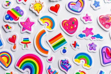 LGBTQ Sticker devoted design. Rainbow harvey milk sticker motive lgbtq clubs sticker diversity Flag illustration. Colored lgbt parade transgender activism. Gender speech distance