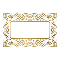 Golden rectangular frame with fairy ornament for text.  Suitable for vintage label decoration, nameplate or price tag design.