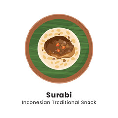 Surabi is indonesian pancake street food made from rice flour with coconut milk serving with oncom topping vector illustration