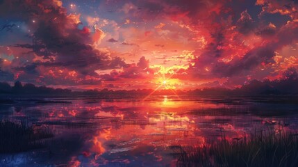 Beauty of Nature Stunning Sunset Scene