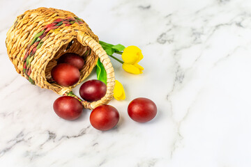 easter eggs in basket