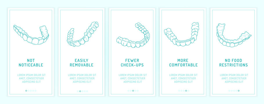 Orthodontic silicone trainer vertical banner. Invisible braces retainer ad.