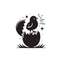 Silhouettes of New Beginnings: Black Vector Chicks Hatching from Eggs - Symbolizing Hope, Rebirth, and the Beauty of Life.