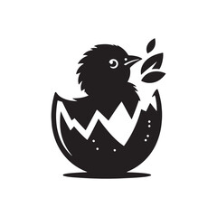 Silhouettes of New Beginnings: Black Vector Chicks Hatching from Eggs - Symbolizing Hope, Rebirth, and the Beauty of Life.