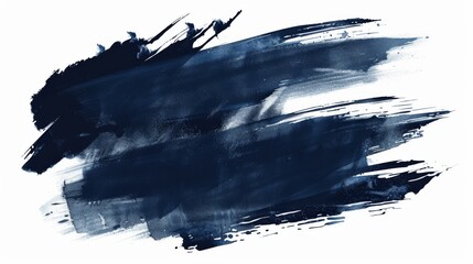 Abstract blue painting, Indigo blue textured background, Blue brush strokes on a white background,...