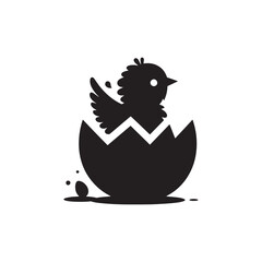 Silhouettes of New Beginnings: Black Vector Chicks Hatching from Eggs - Symbolizing Hope, Rebirth, and the Beauty of Life.