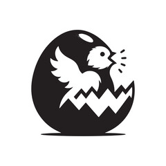 Silhouettes of New Beginnings: Black Vector Chicks Hatching from Eggs - Symbolizing Hope, Rebirth, and the Beauty of Life.
