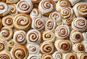 a collection of cinnamon rolls isolated on a transparent background