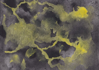 Abstract dark yellow and black watercolor vector background