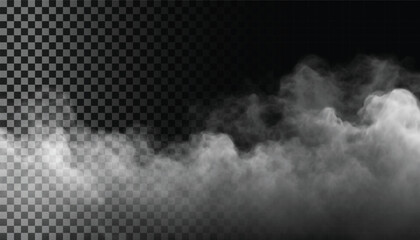 PSD Fog or smoke isolated transparent background. White cloudiness, mist, smog, dust, vapor PNG - obrazy, fototapety, plakaty