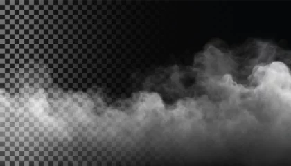 Fotobehang PSD Fog or smoke isolated transparent background. White cloudiness, mist, smog, dust, vapor PNG © Akshay
